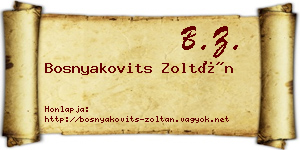 Bosnyakovits Zoltán névjegykártya